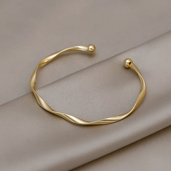 Golden Twist Open Cuff Bracelet