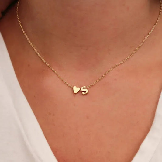 Charming Heart Initial Necklace