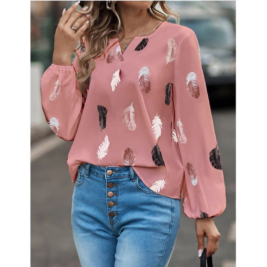 Elegant Feather Chiffon Blouse