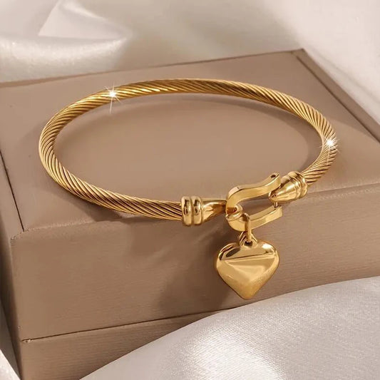 Heartfelt Charm Bangle Bracelet